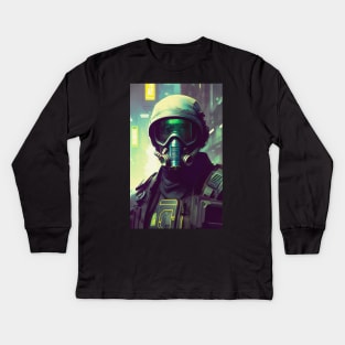 Abstract Cyberpunk Man Kids Long Sleeve T-Shirt